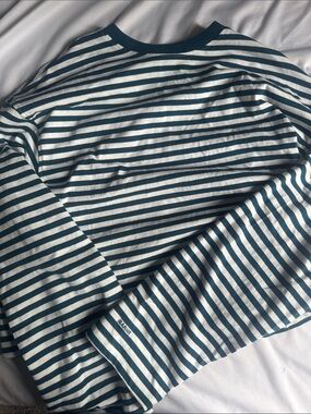 BNWOT GARAGE Striped Teal and White Longsleeve